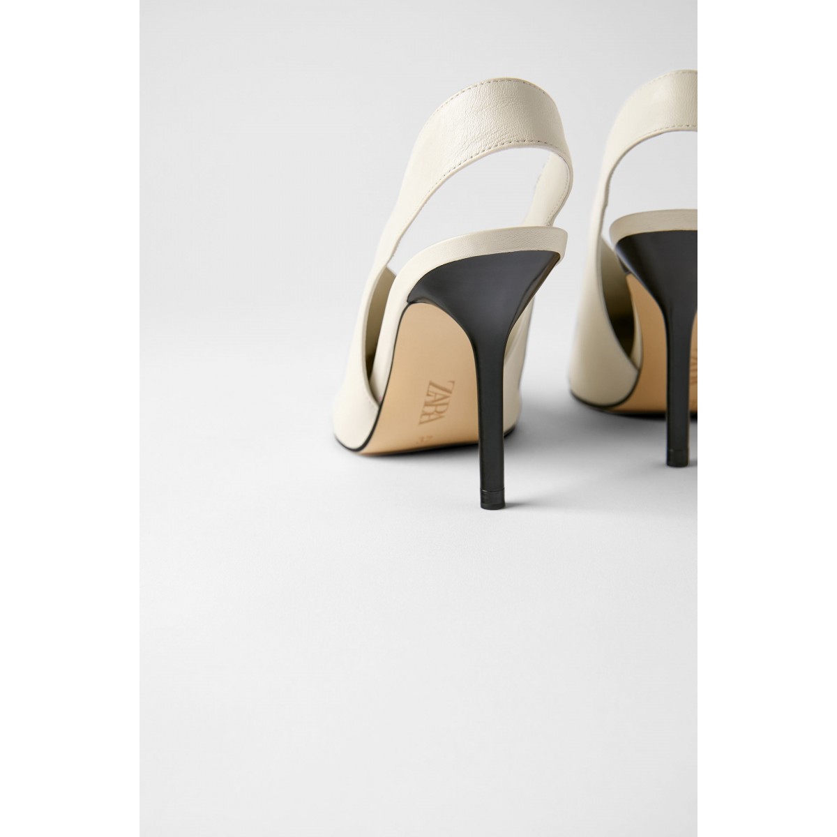 Zara Leather Backless High Heel Shoes
