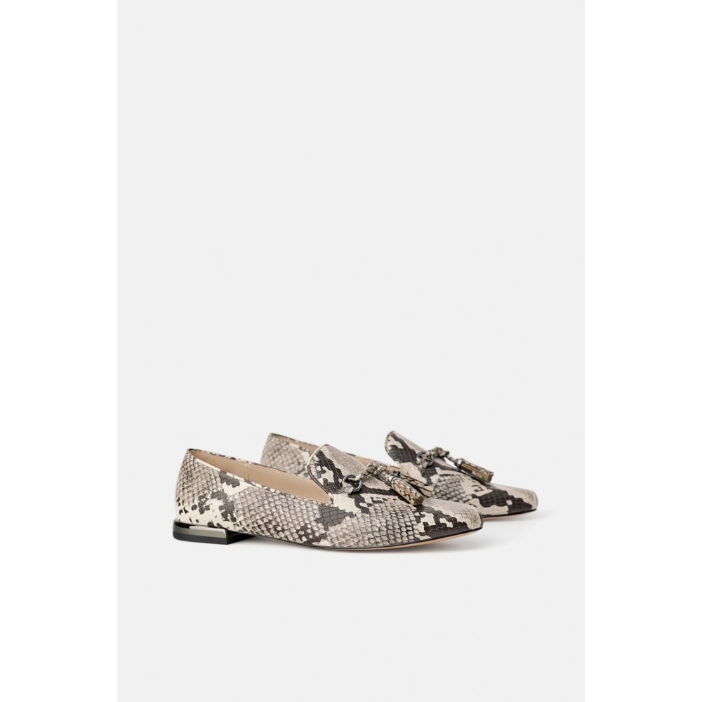 Zara Animal Print Tassel loafers