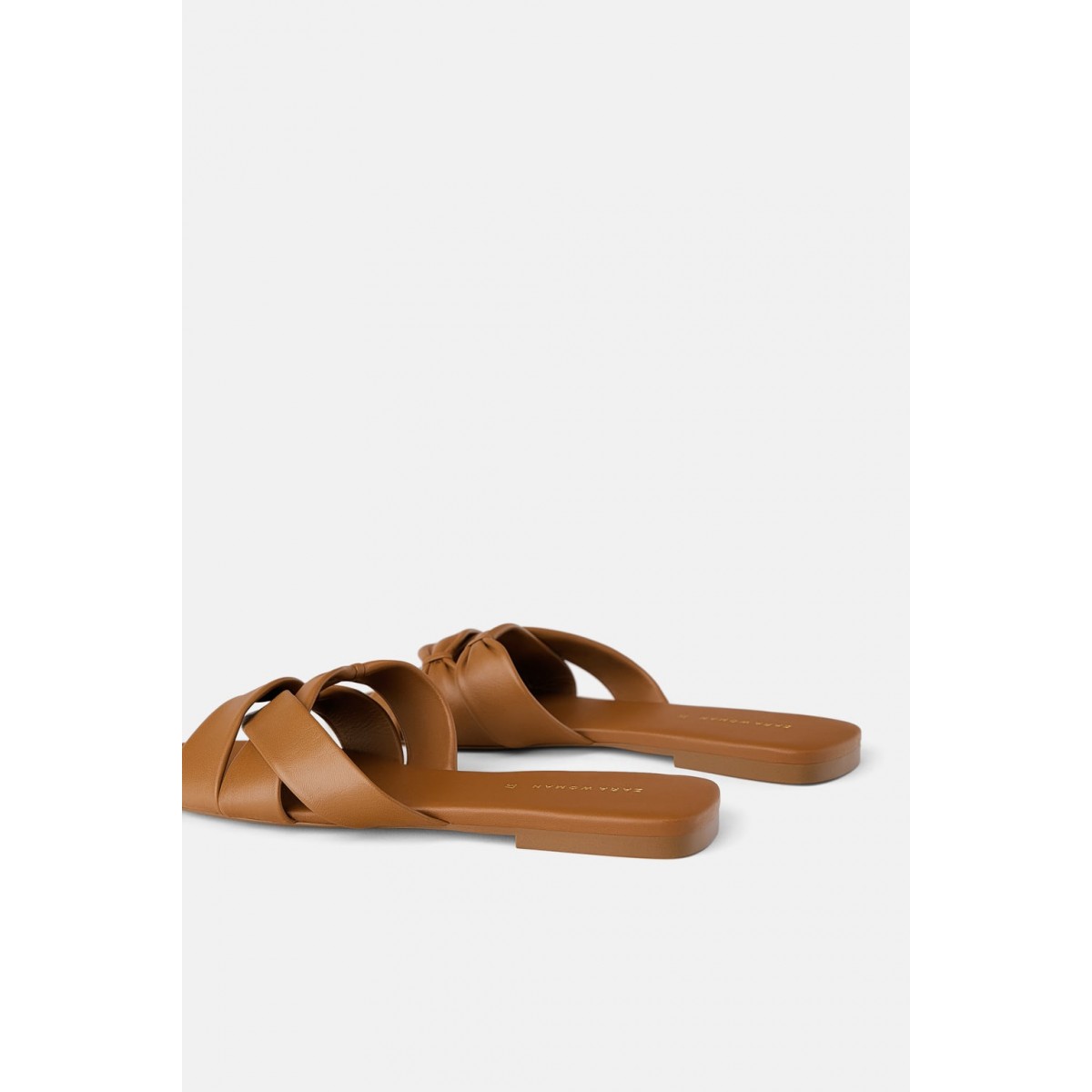 Zara Flat Leather Sandals With CrissCross