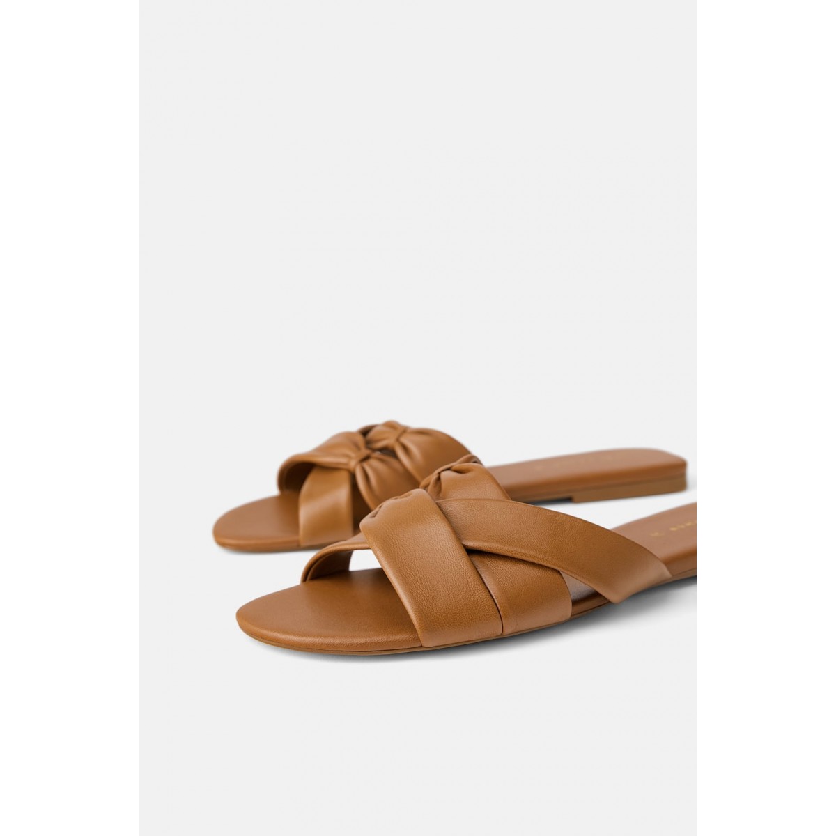 Zara Flat Leather Sandals With CrissCross