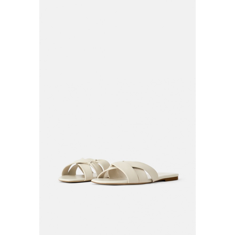 Zara Flat Leather Sandals With Criss-Cross Straps