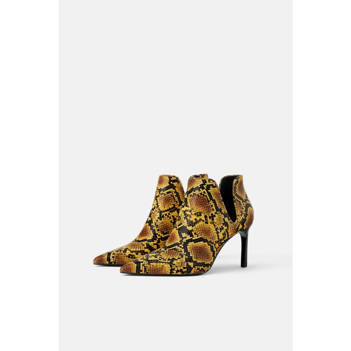 Zara Animal Print Mid Heel Ankle Boots