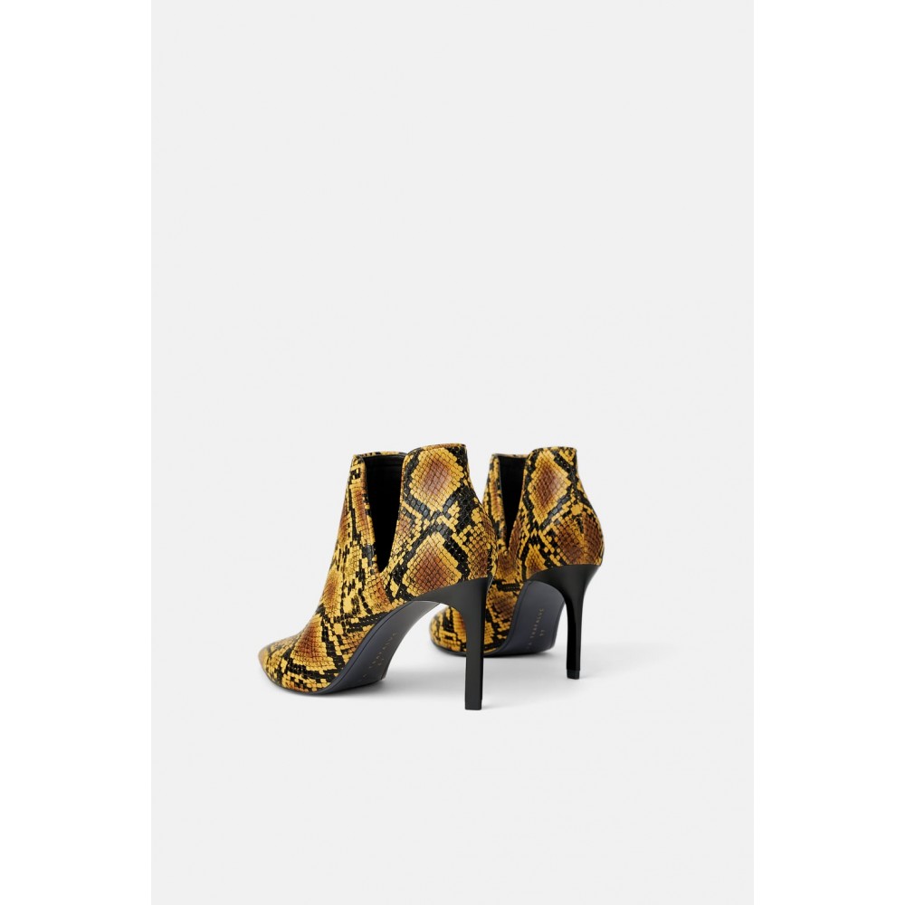 Zara Animal Print Mid Heel Ankle Boots