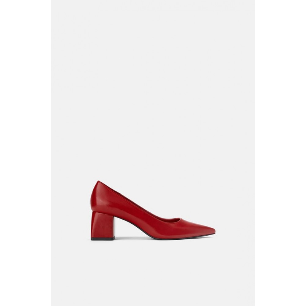Zara Block-Heel Shoes (Red)