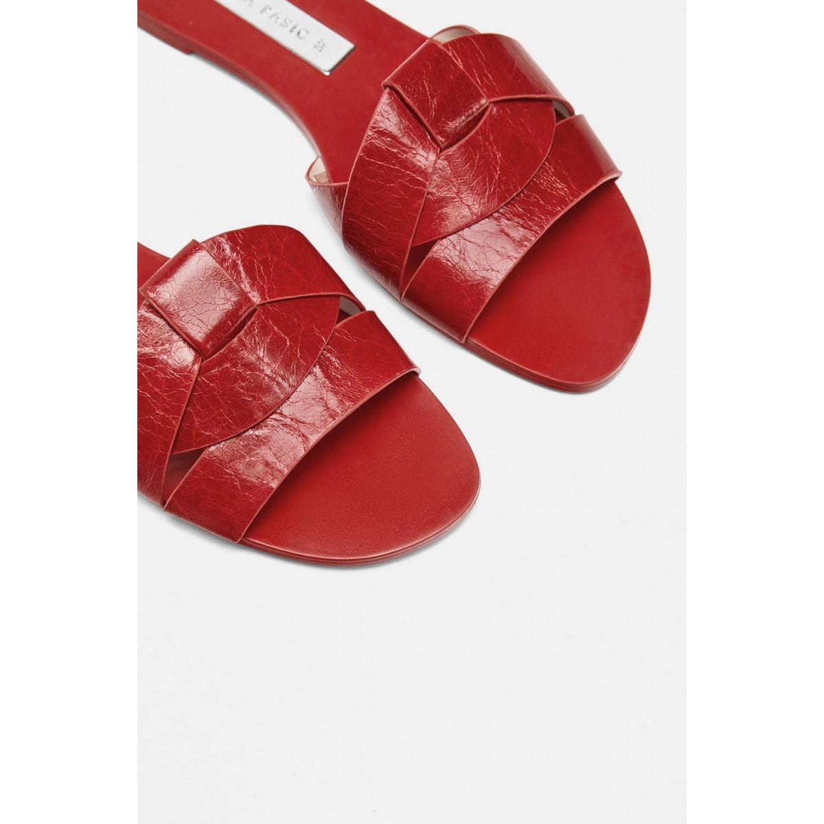 Zara Animal Print Leather Flat Sandals