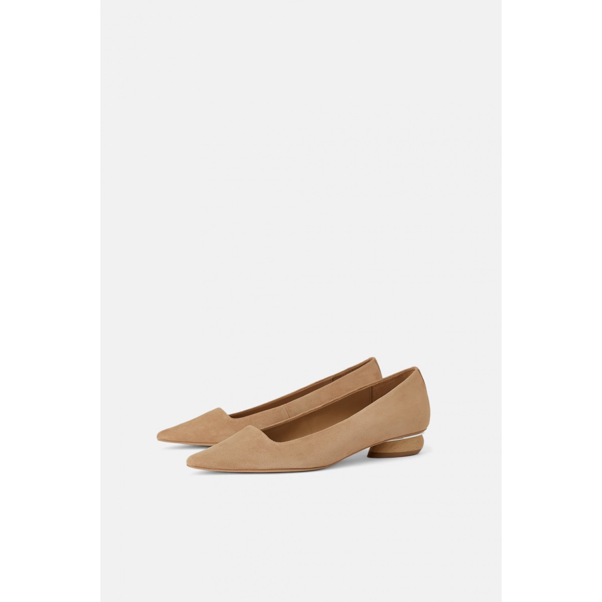Zara Leather flat shoes with wood effect heel