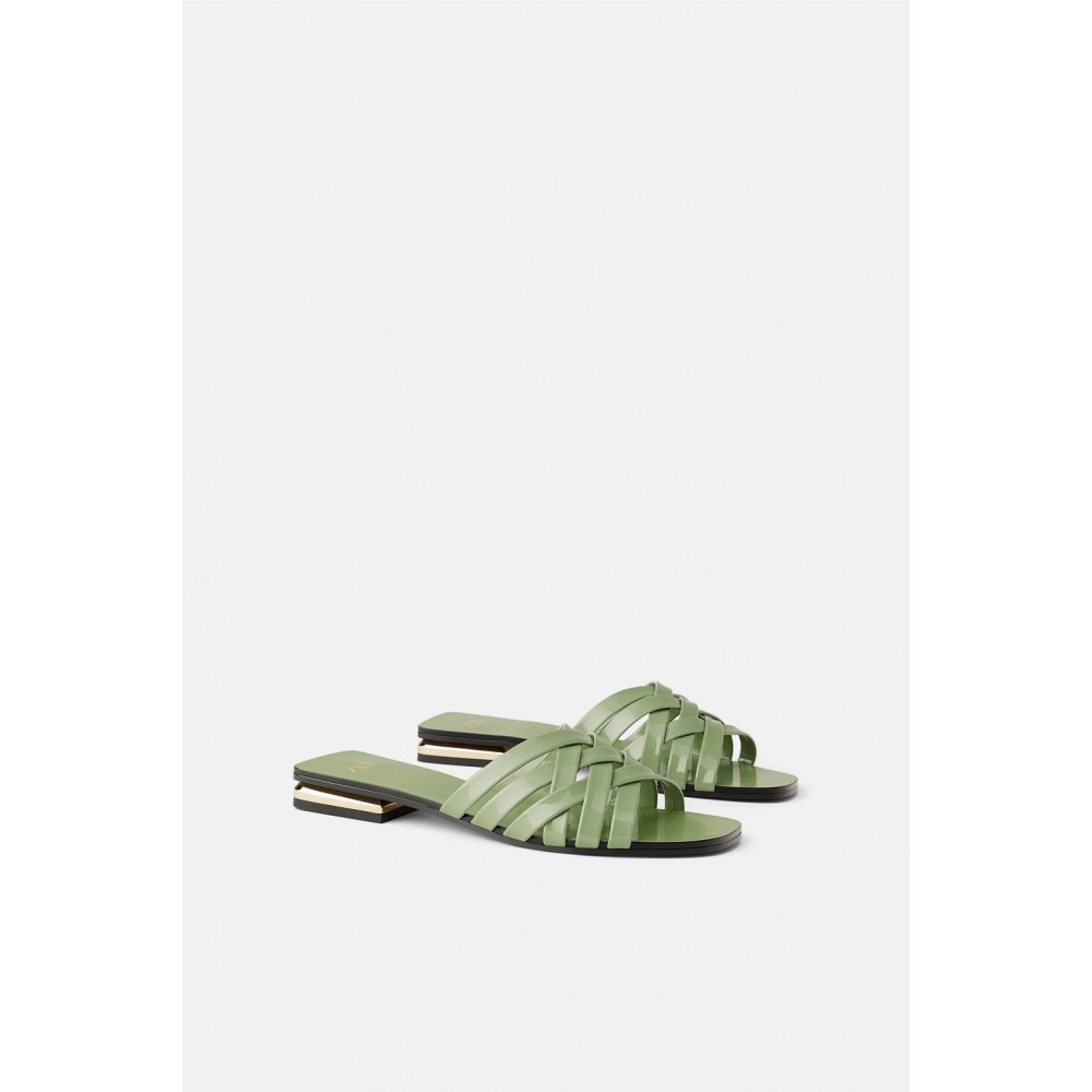 Zara Glossy Flat Sandals