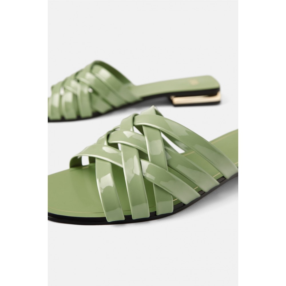 Zara Glossy Flat Sandals