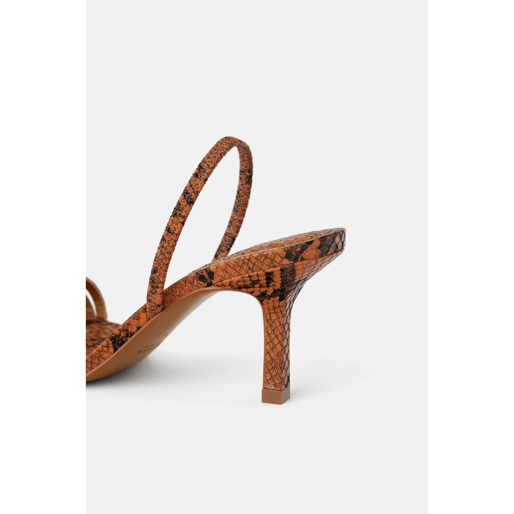 Zara Mid - Heel Sandals With Elastic Band Detail