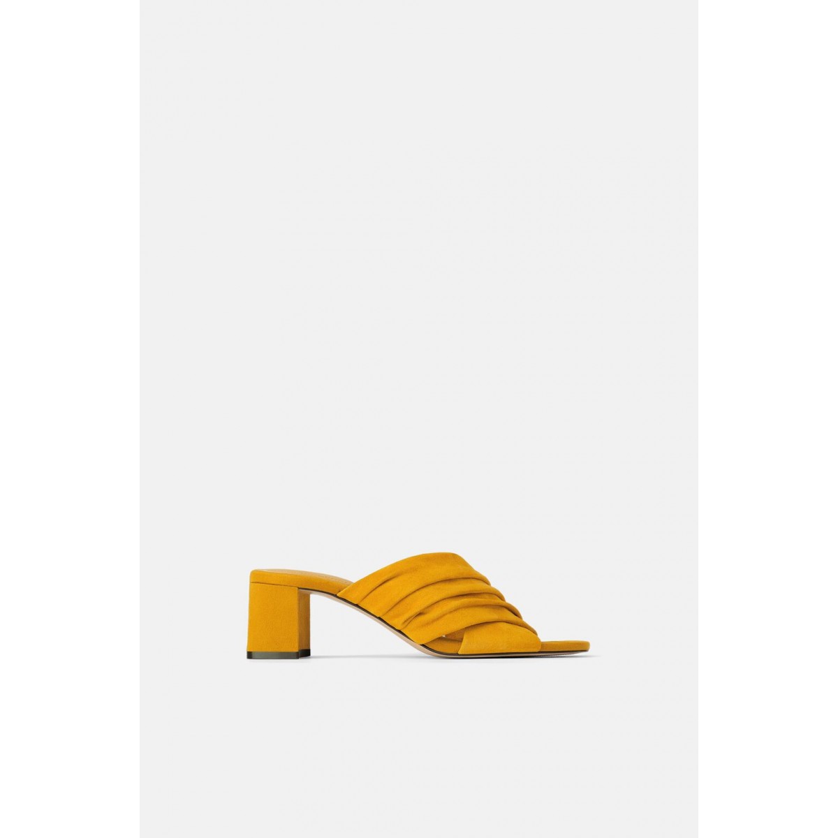 Zara Leather Heeled Mules (Yellow)