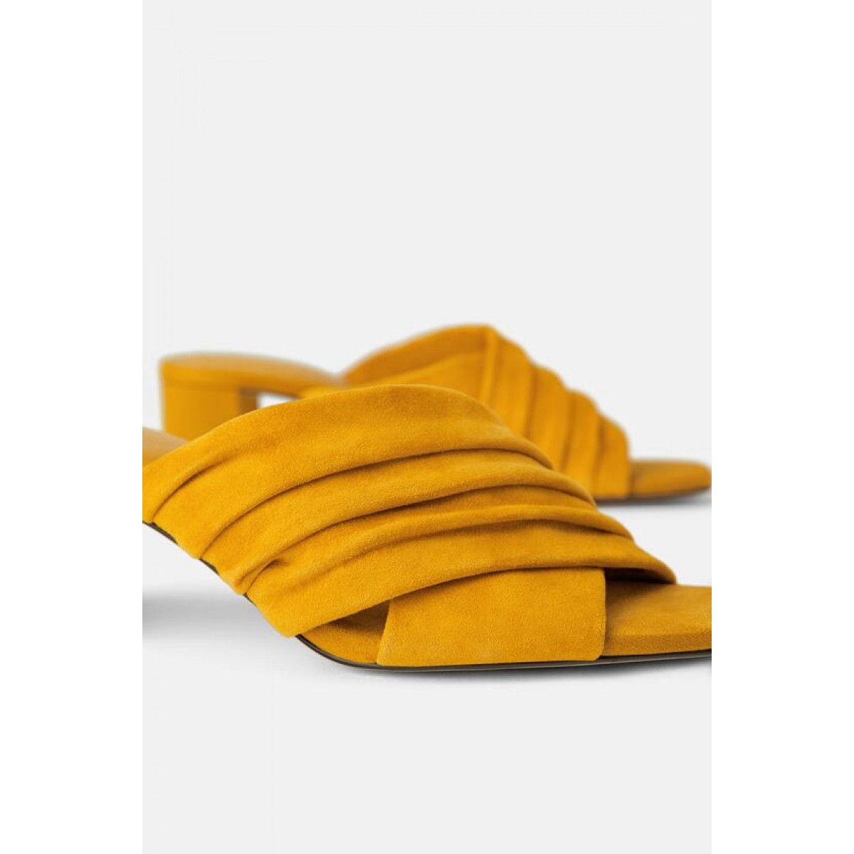 Zara Leather Heeled Mules (Yellow)