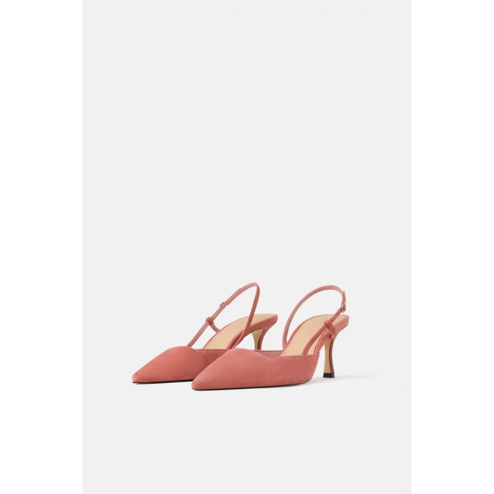 Zara Asymmetric Leather High - Heel Slingback Shoes