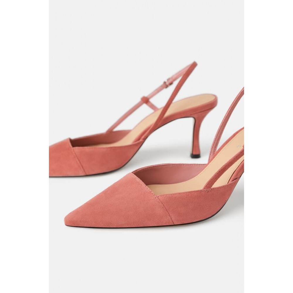 Zara Asymmetric Leather High - Heel Slingback Shoes