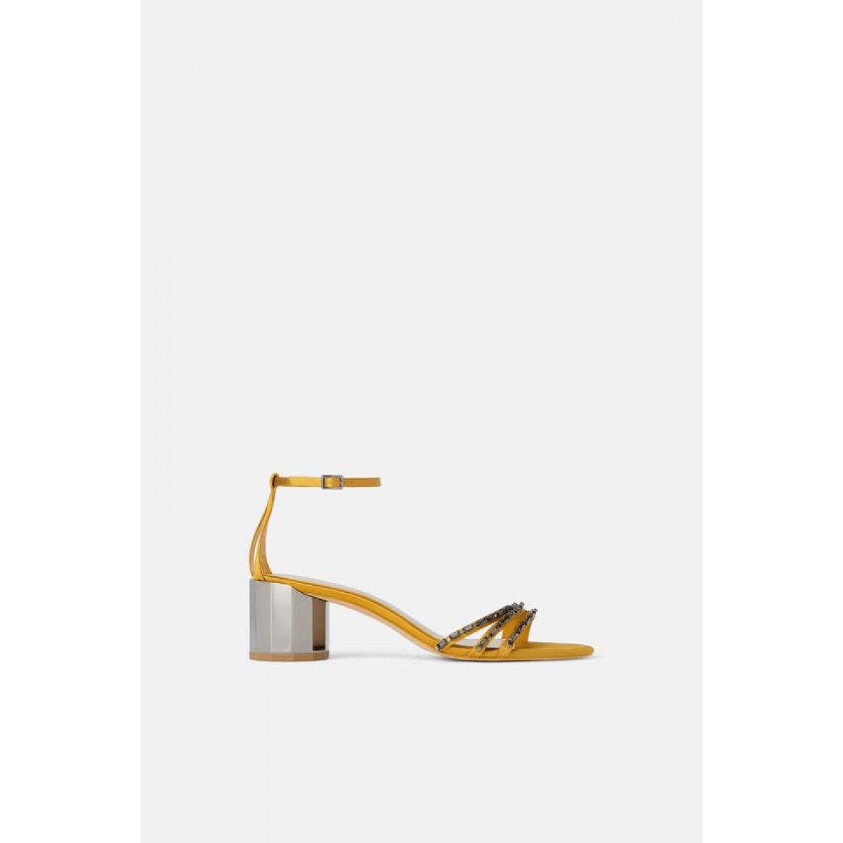 Zara Geometric Mid Heel Shoes With Rhinestones