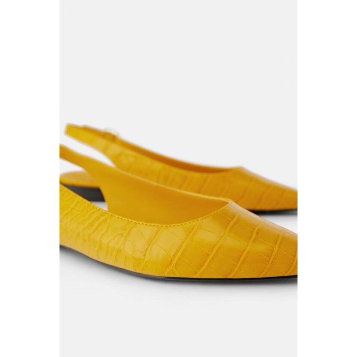 Zara Animal Print Slingback Flat Shoes (Yellow)