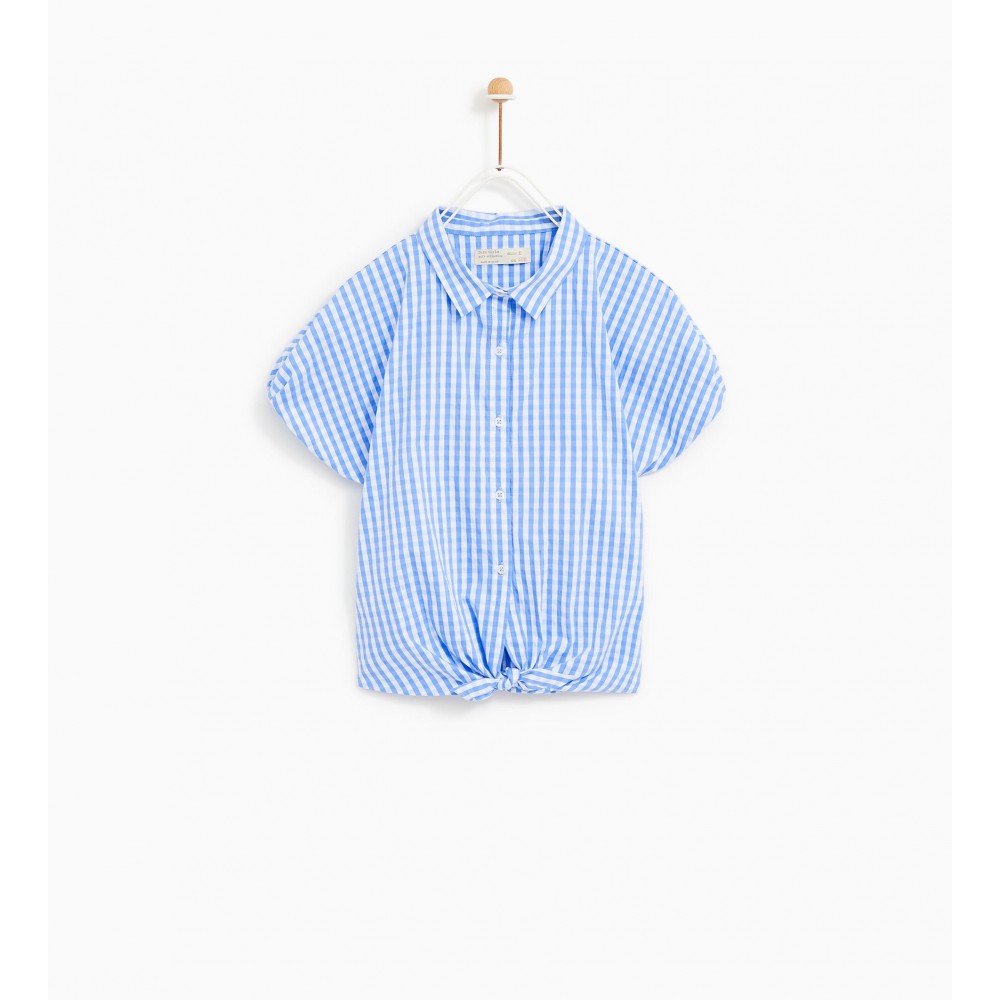 Zara Checked Shirt With Knot Detail