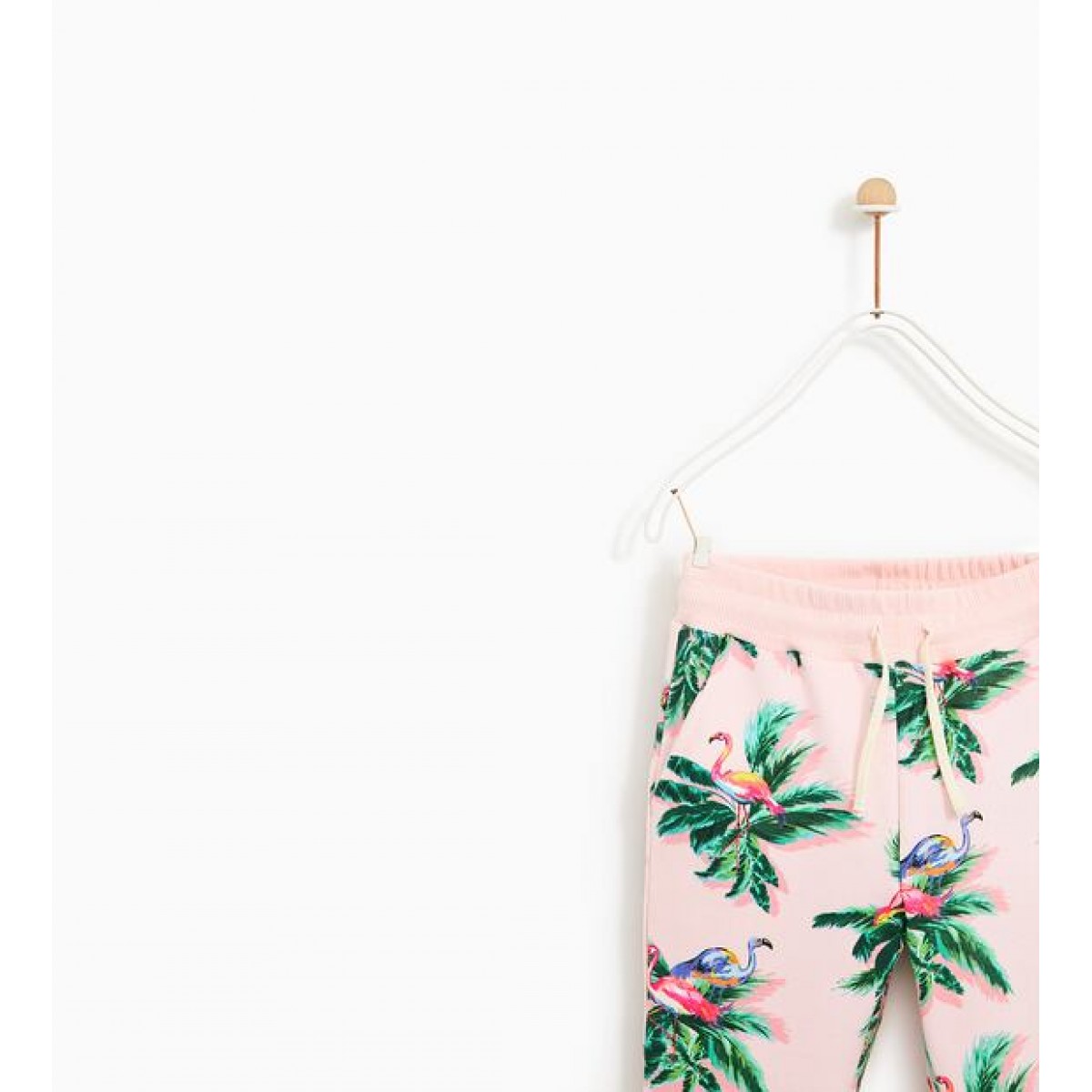 Zara Plush Jersey Trousers With Flamingo Print