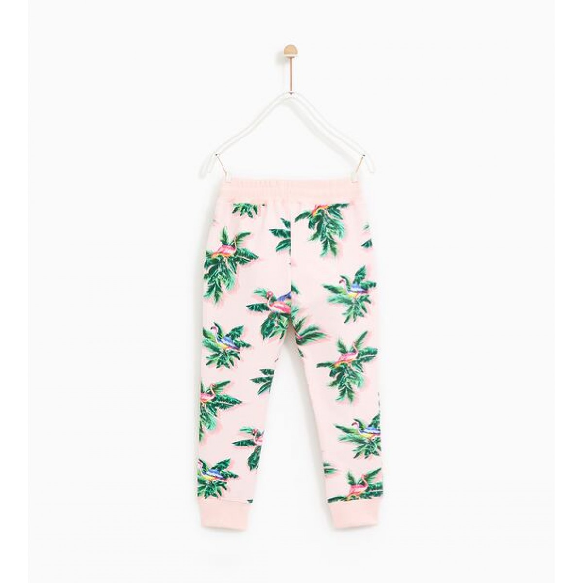 Zara Plush Jersey Trousers With Flamingo Print