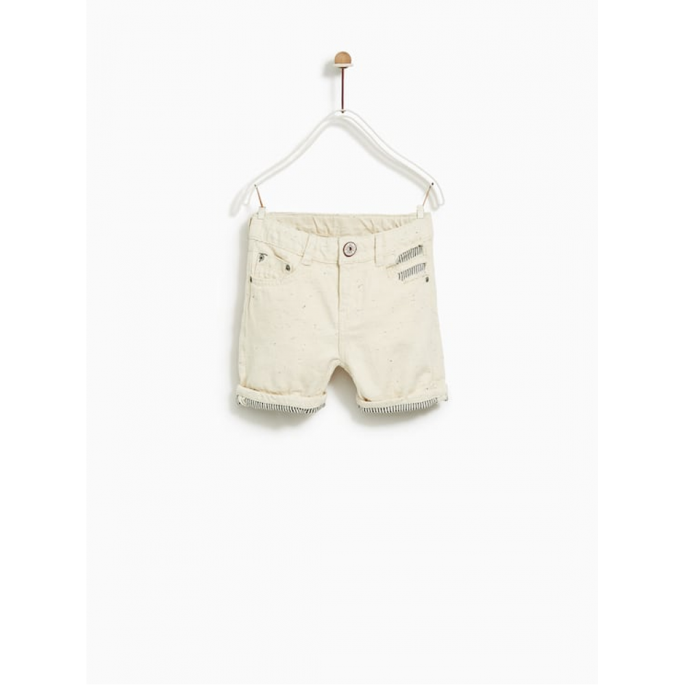 Zara Ripped Denim Bermuda Shorts