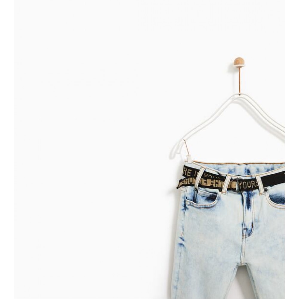 Zara Ripped Jeans With Belt And Patches