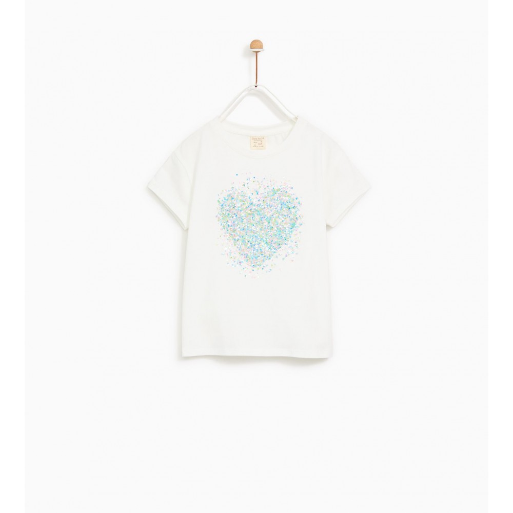 Zara Printed T-Shirt With Appliques