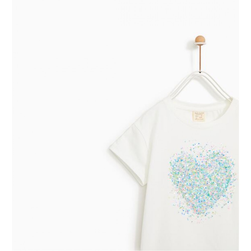 Zara Printed T-Shirt With Appliques