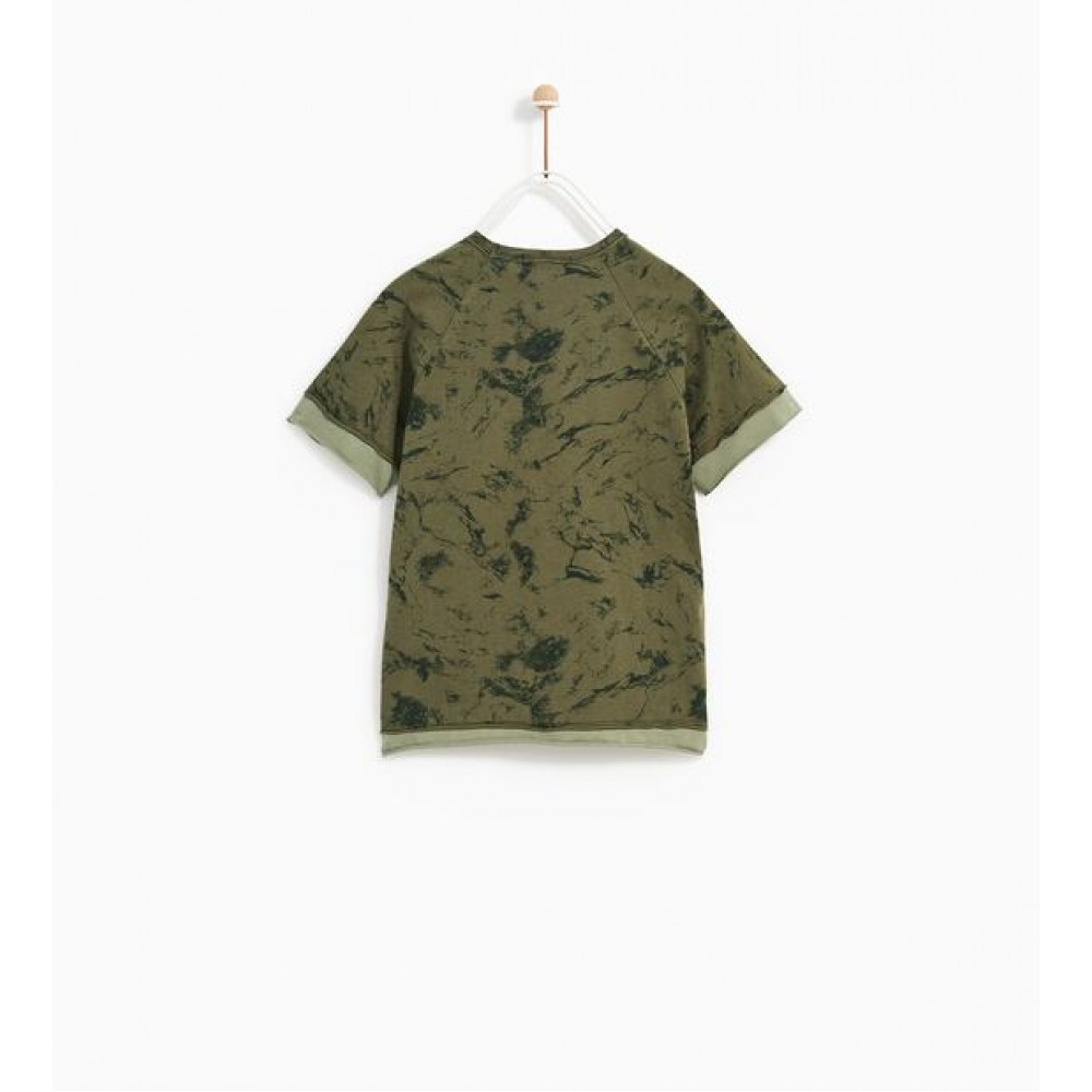 Zara Camouflage Slogan T-Shirt