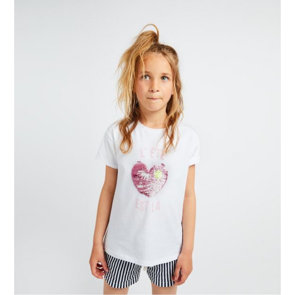 Zara T-Shirt With Reversible Sequin Applique-T-Shirts