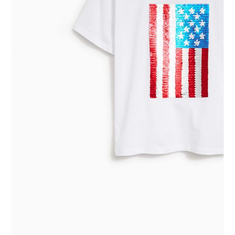 Zara T-Shirts With Sequinned Flag