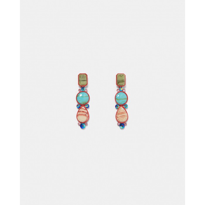 Zara Geometric Earrings With Red