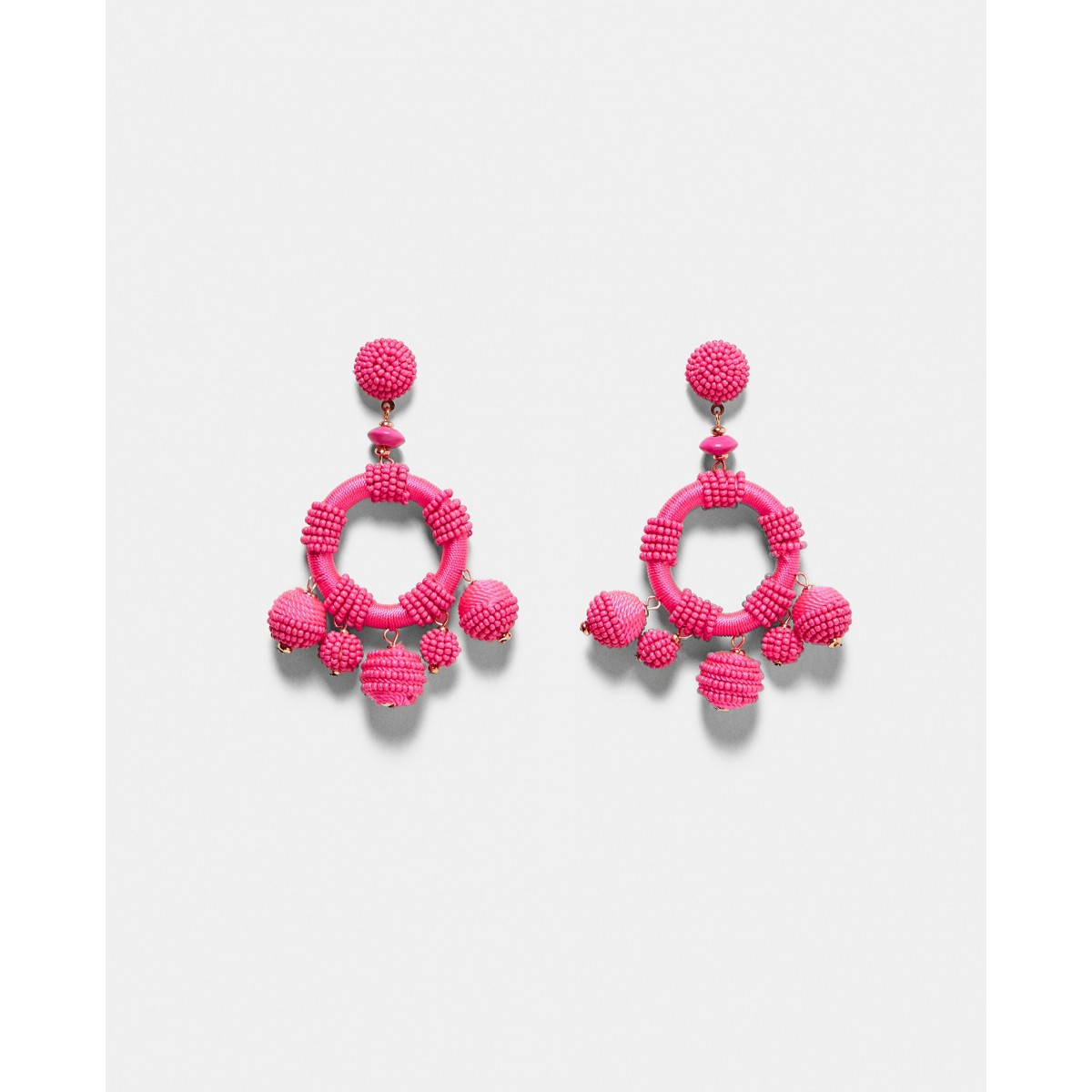 Zara Pink Beaded Circular Earrings