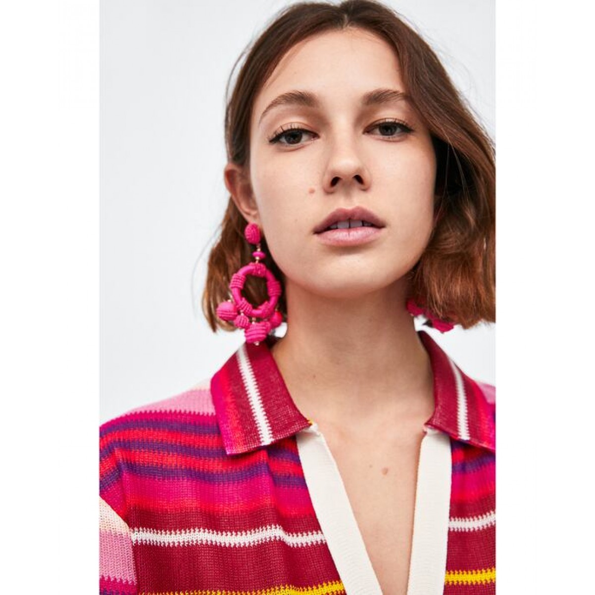 Zara Pink Beaded Circular Earrings