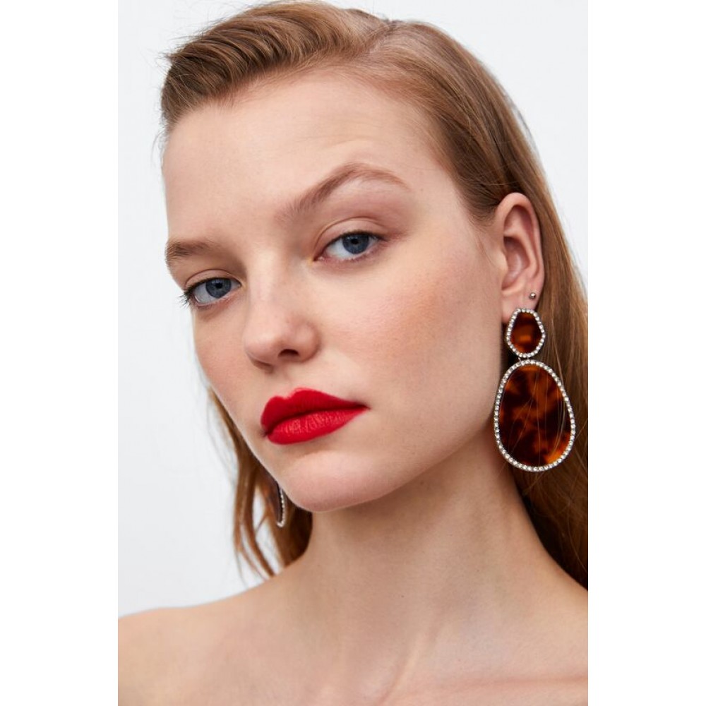Zara Earrings With Rhinestone-Encrusted Border