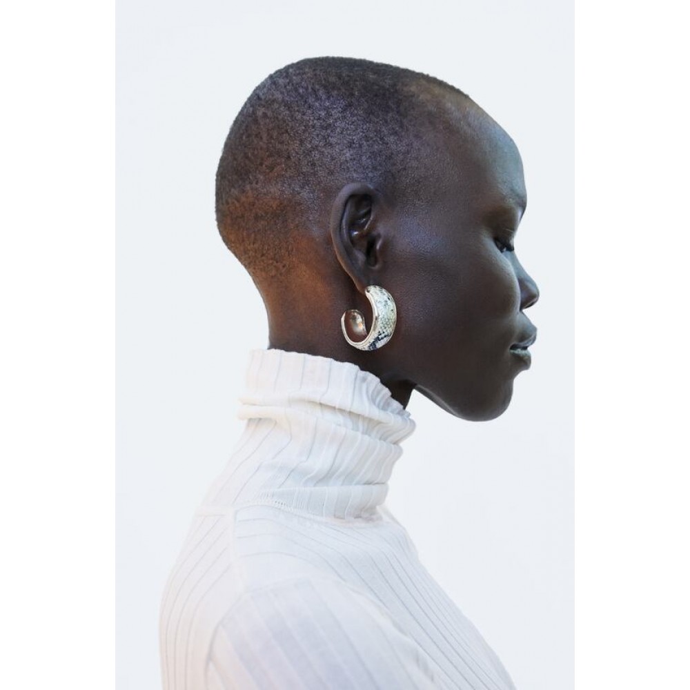 Zara Faux Snakeskin Print Hoop Earrings