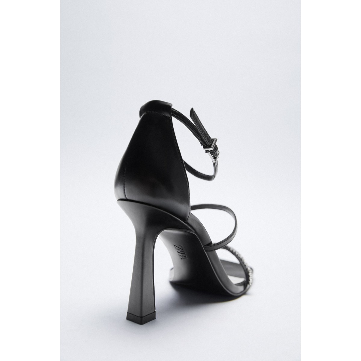 CRYSTAL STRAPPY HIGH-HEELED SANDALS BLACK