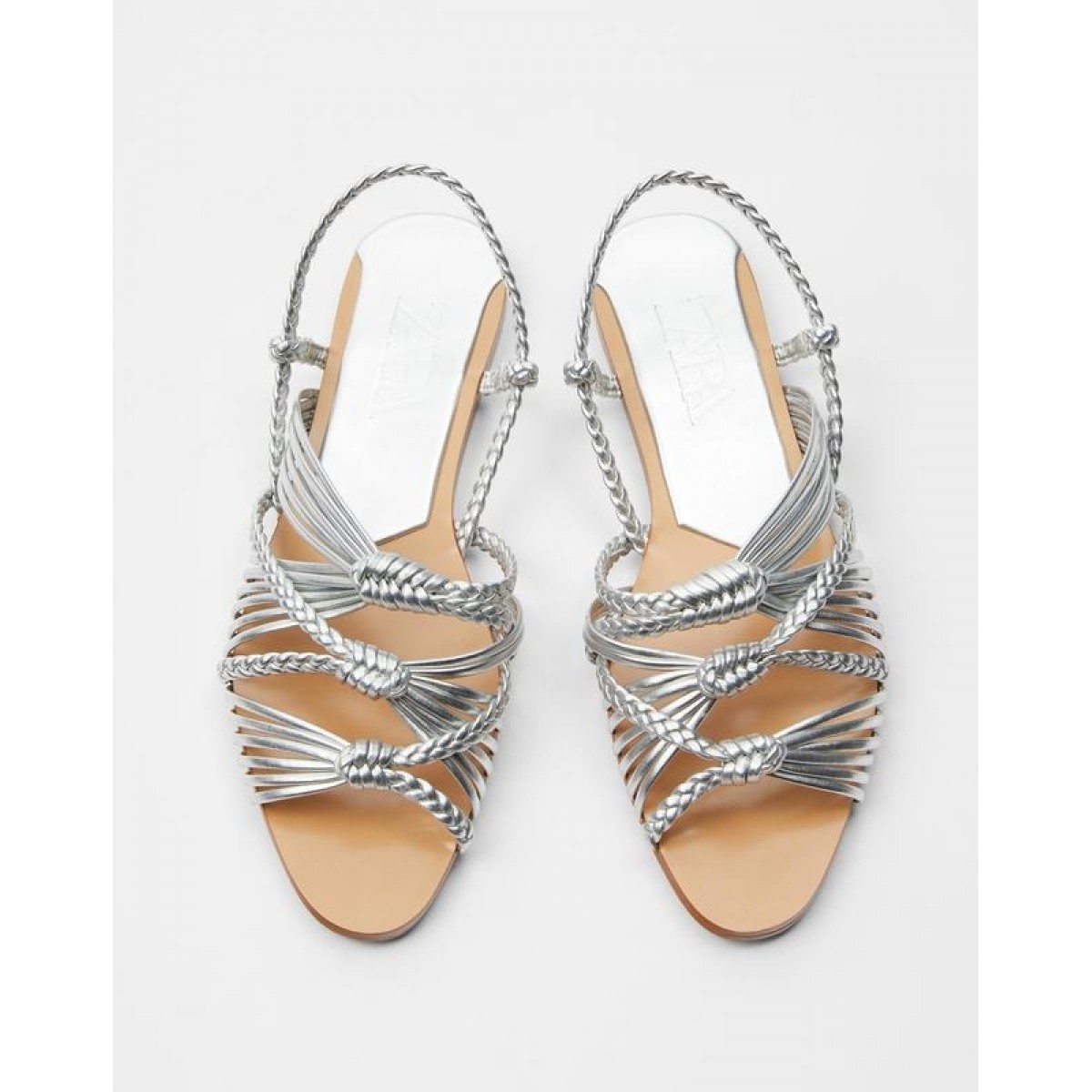 Zara Woven Silver Flat Sandals