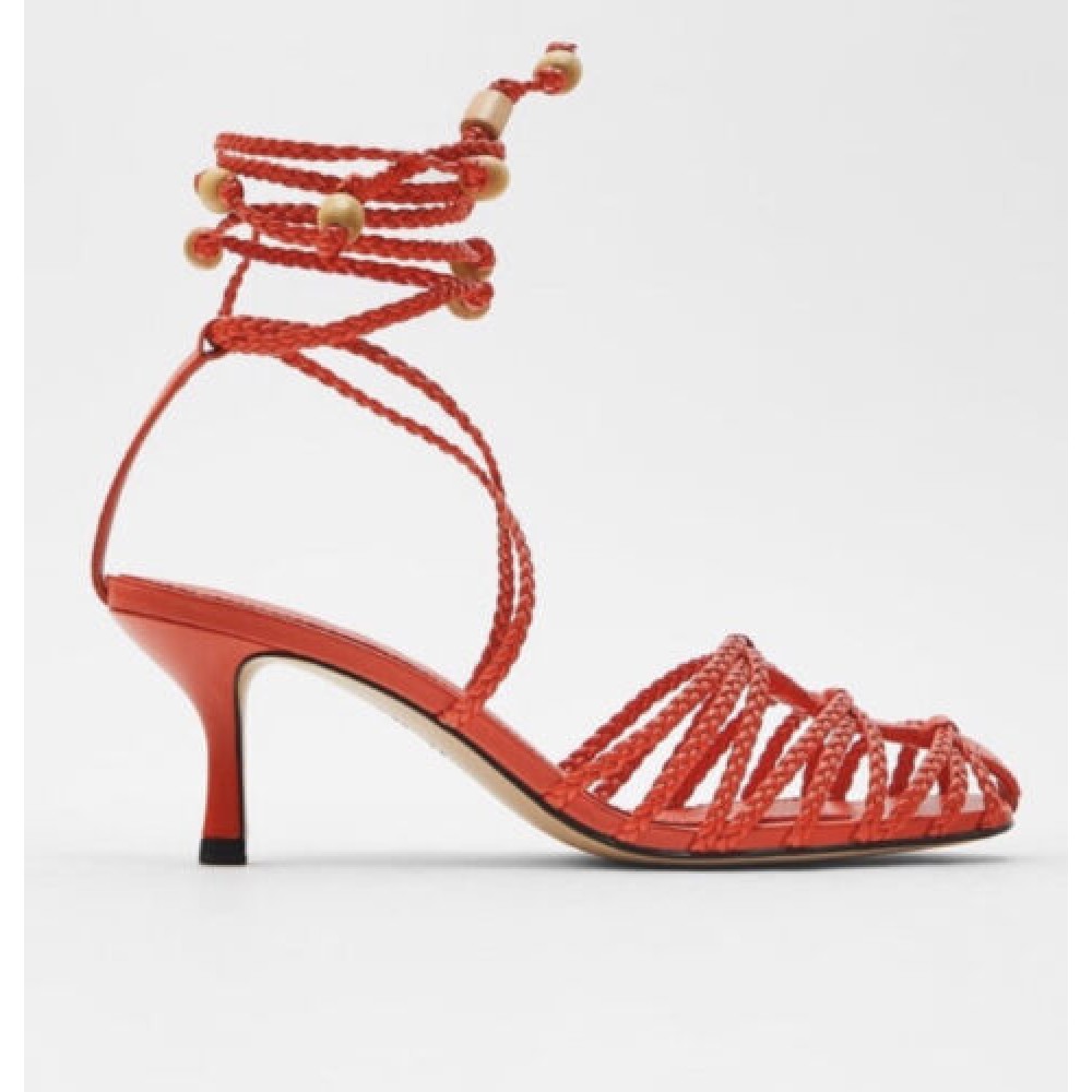 Zara Red Heeled Sandal 
