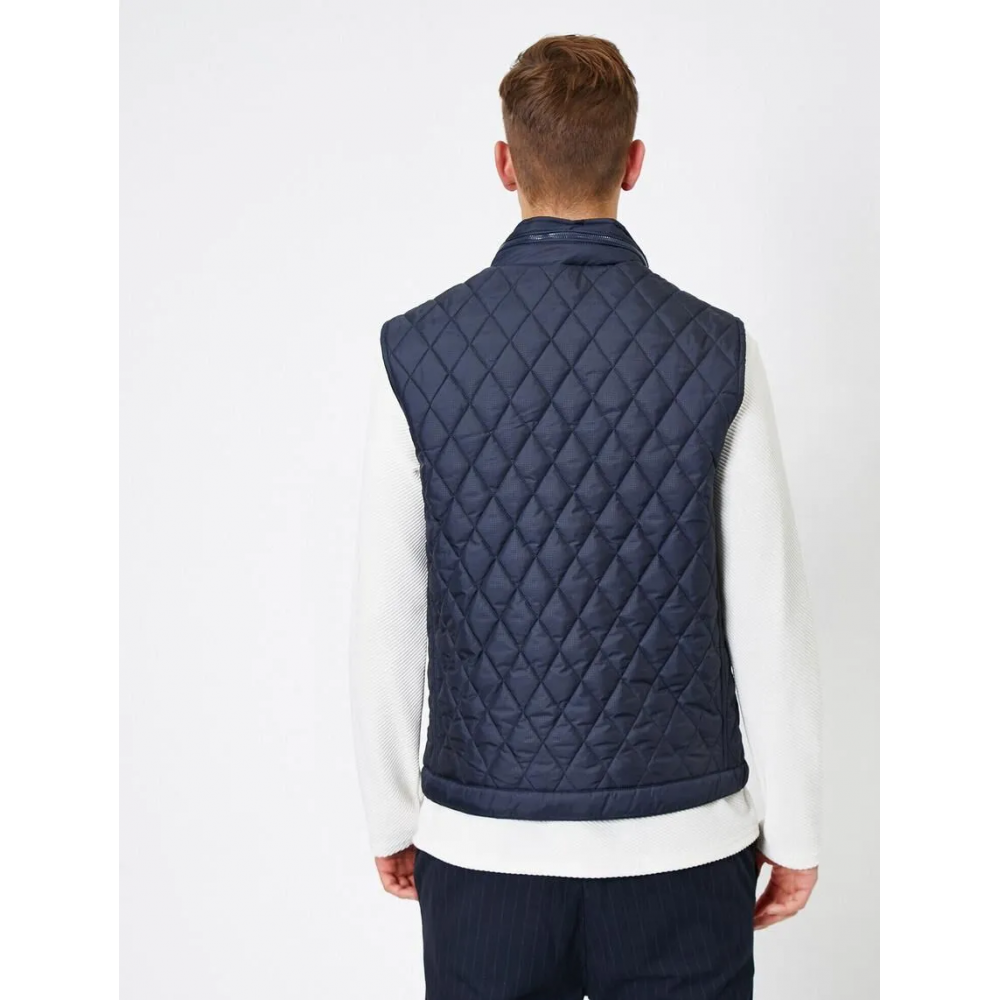 Quilted Stand Collar Vest with Pockets Jacket