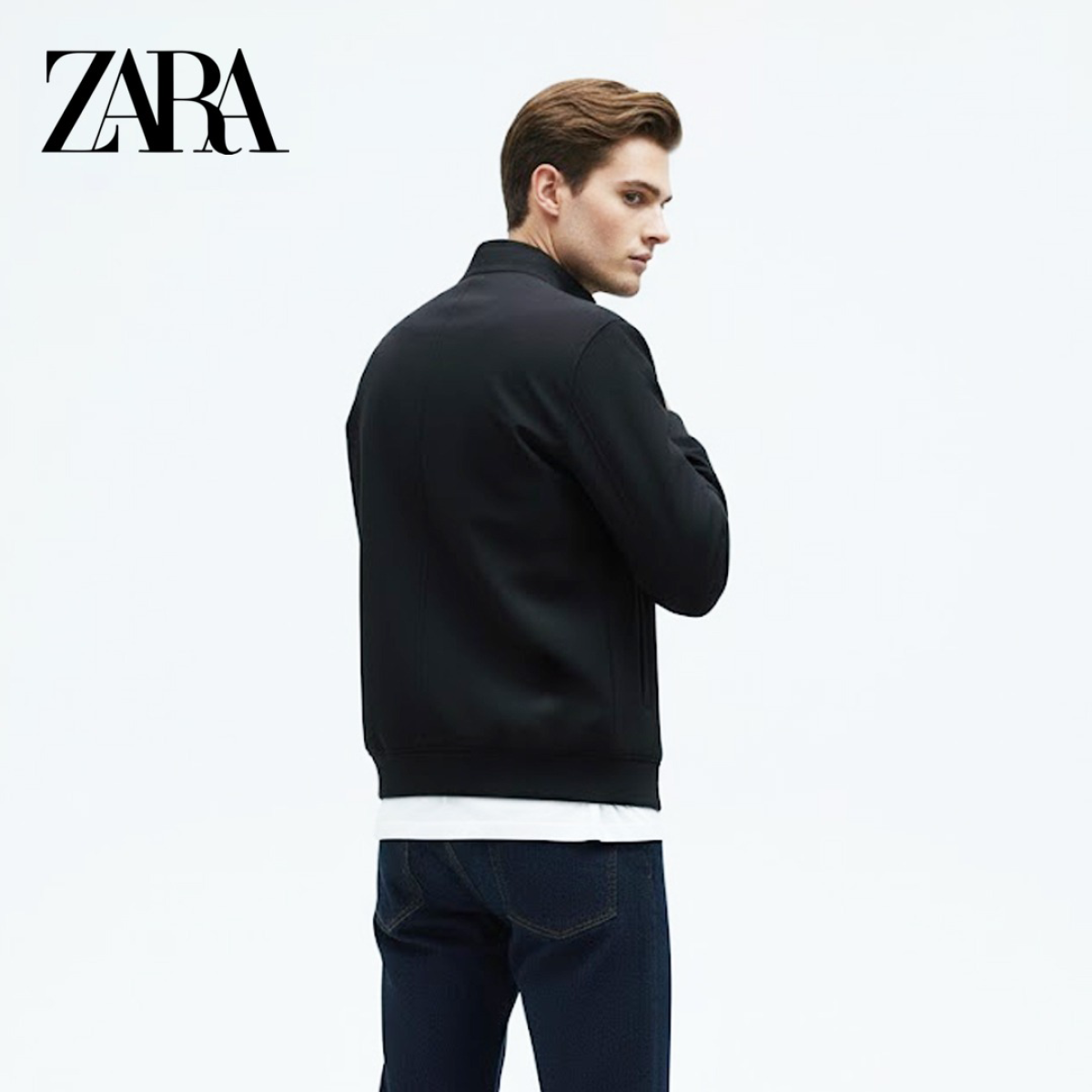 Zara Men Technical Bomber Jacket Black