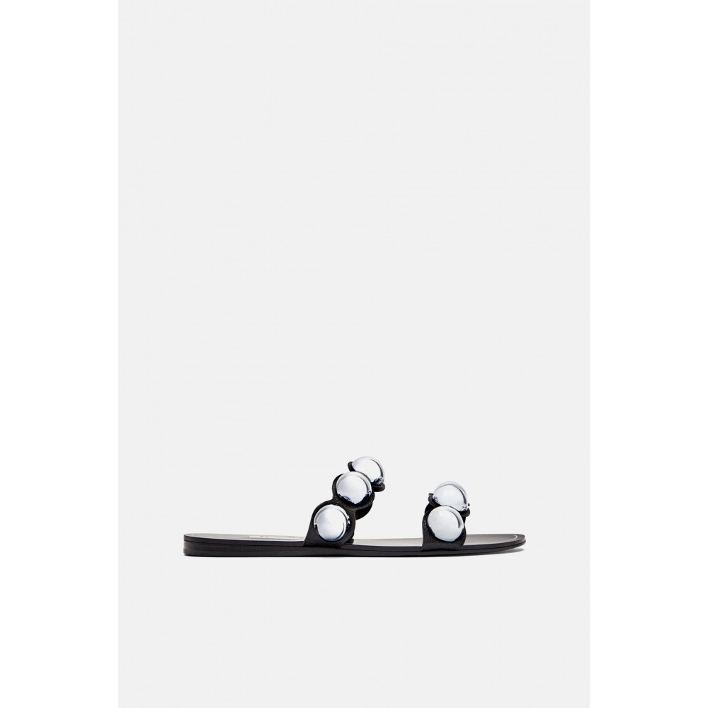 Zara Slides With Metallic Detail