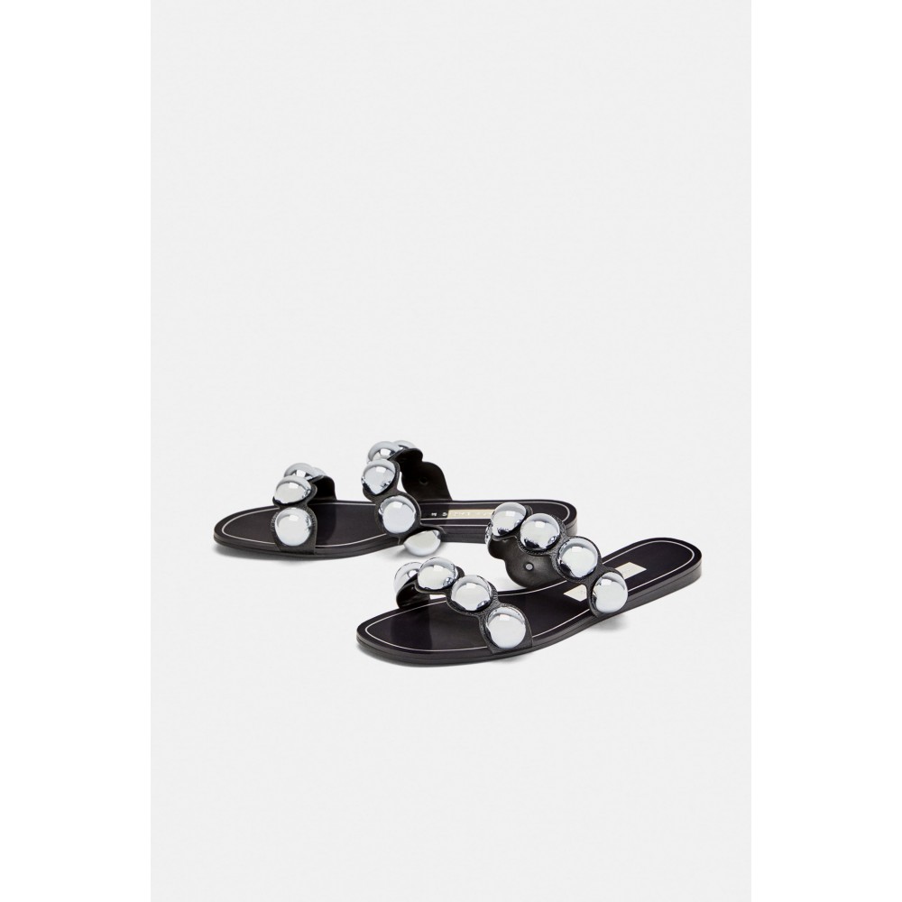 Zara Slides With Metallic Detail