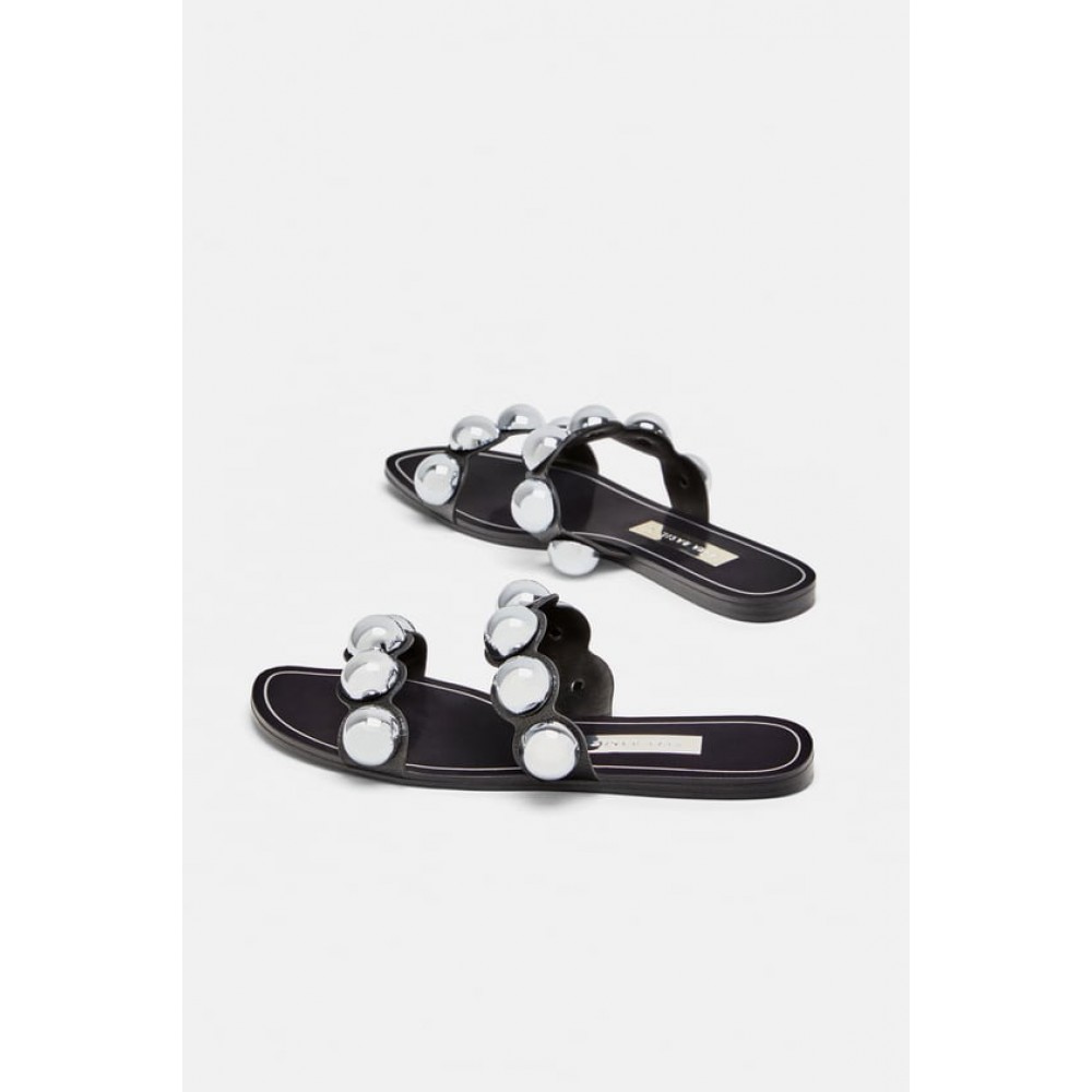 Zara Slides With Metallic Detail