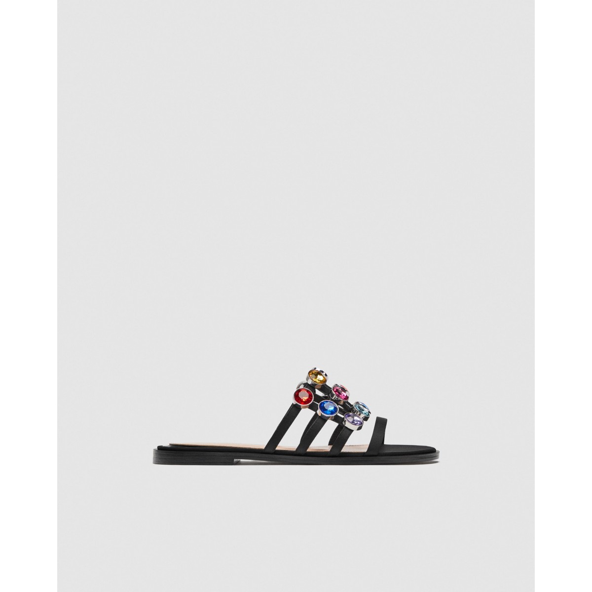 Zara Slides With Multicoloured Bejewelled Detailing